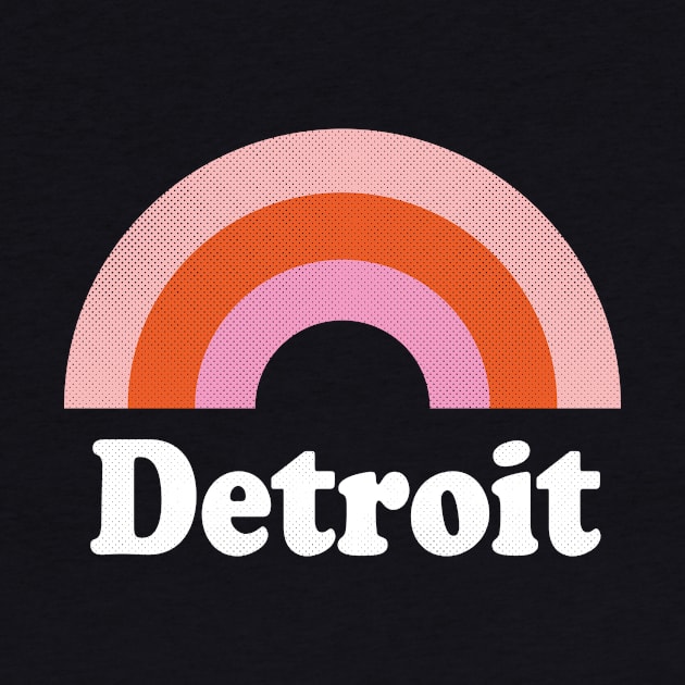 Detroit, Michigan - MI Retro Rainbow and Text by thepatriotshop